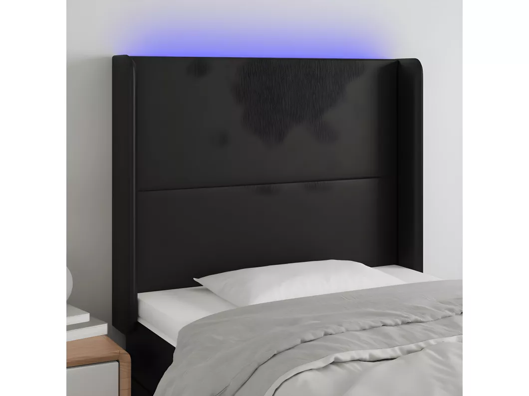 Kauf Unique LED Kopfteil Schwarz 93x16x118/128 cm Kunstleder