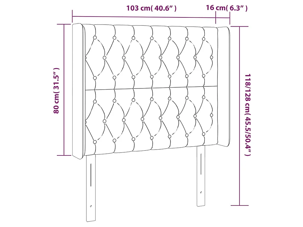 Tête de lit à LED Gris clair 103x16x118/128 cm Velours
