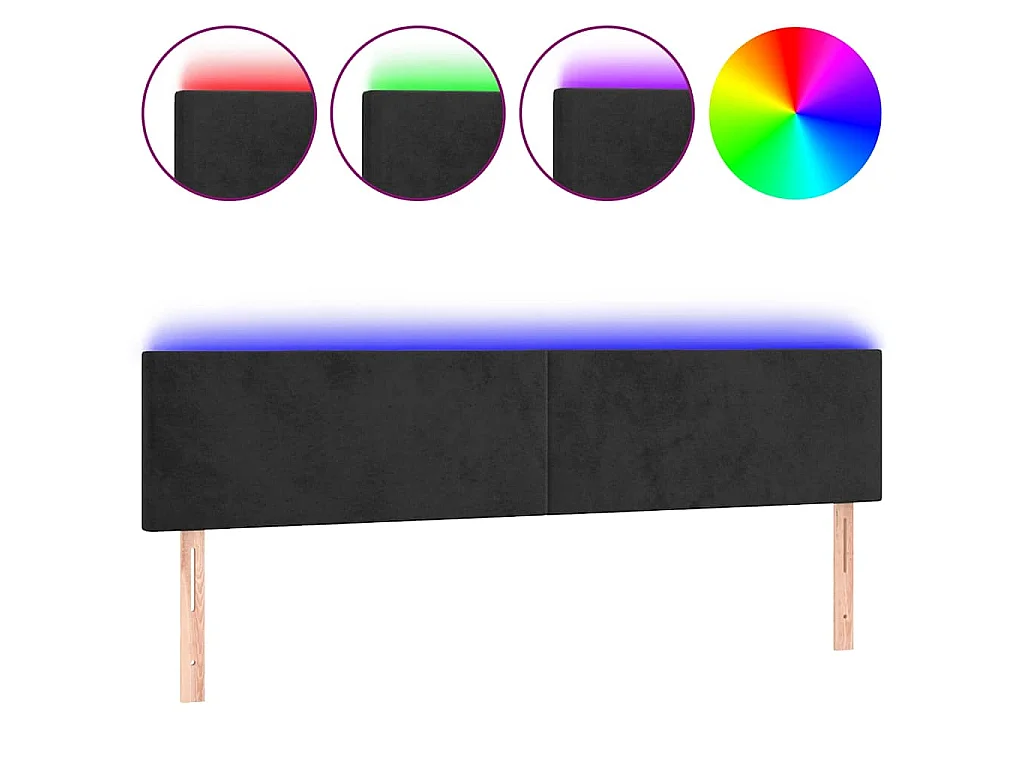 LED Kopfteil Schwarz 200x5x78/88 cm Samt
