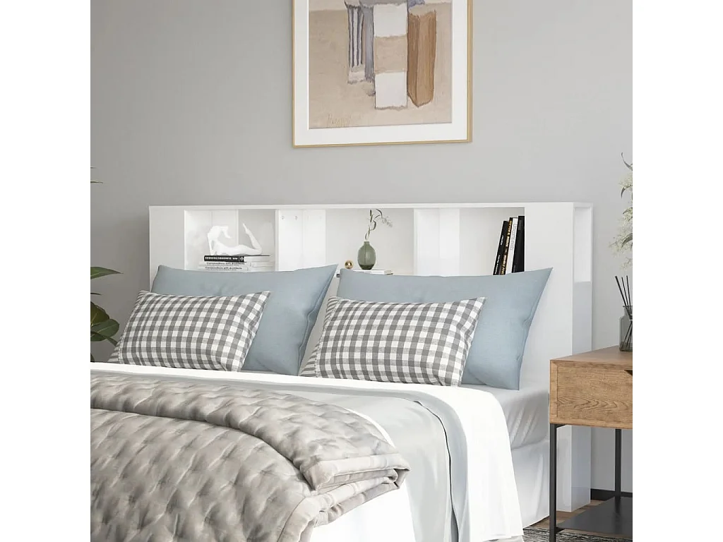 Armário de cabeceira 180x18,5x104,5 cm branco brilho alto