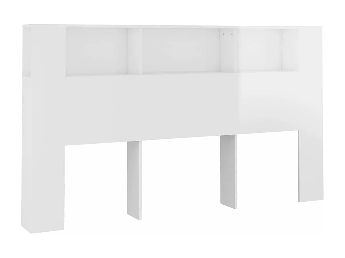 Armário de cabeceira 180x18,5x104,5 cm branco brilho alto