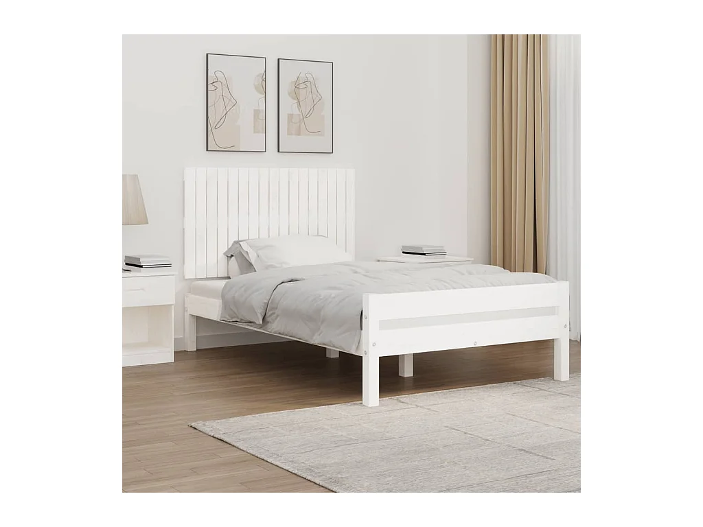 Tête de lit murale Blanc 108x3x60 cm Bois massif de pin