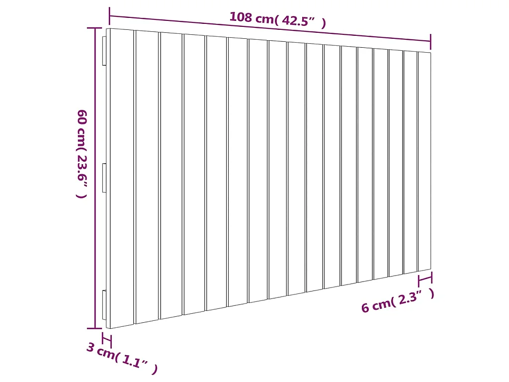 Wandhoofdbord 108x3x60 cm massief grenenhout wit