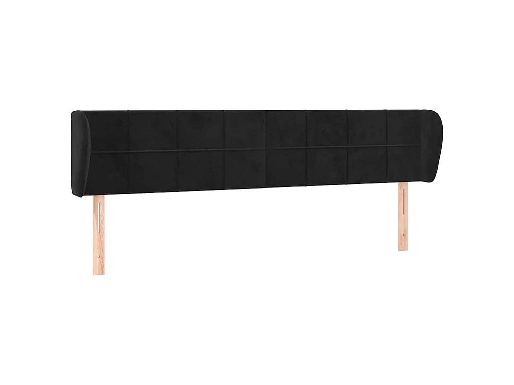 Hoofdbord met randen 183x23x78/88 cm fluweel zwart