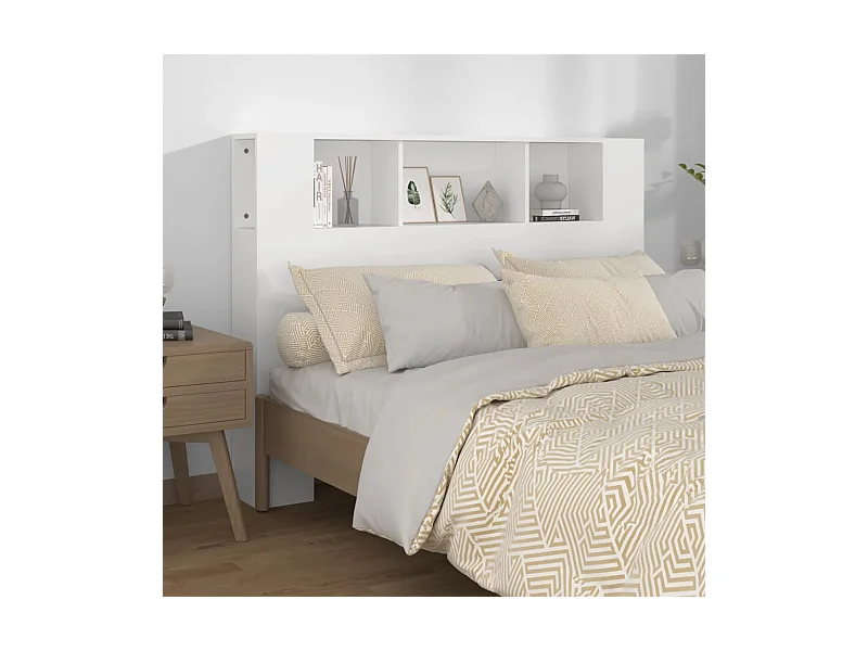 Kopfteil mit Ablagen Weiß 140x18,5x104,5 cm