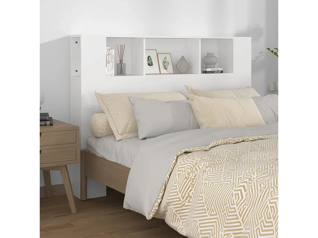 Armoire de tête de lit Blanc 140x18,5x104,5 cm