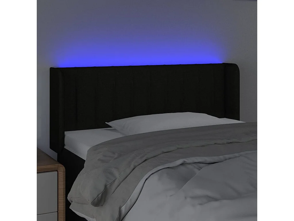 Testiera a LED Nera 103x16x78/88 cm in Tessuto