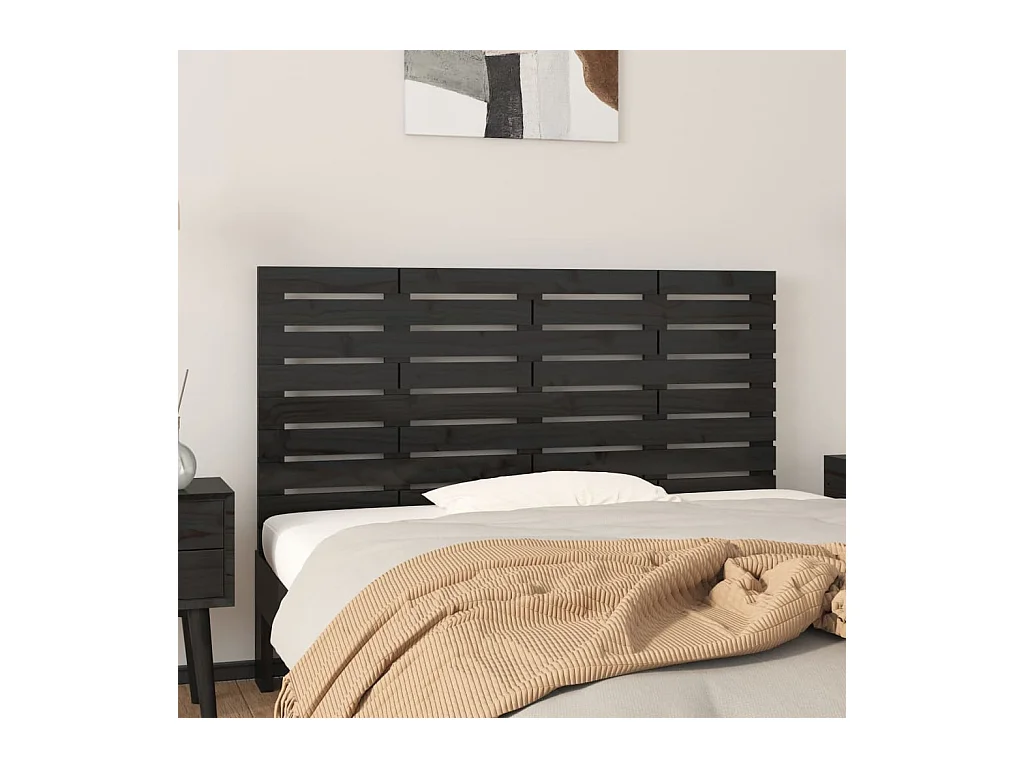 Hoofdbord wandmontage 156x3x63 cm massief grenenhout zwart