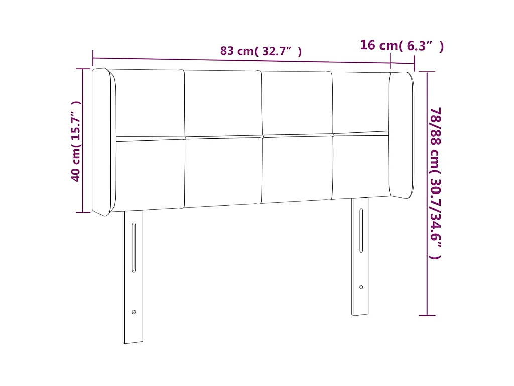 Testiera ad Orecchio Grigio Chiaro 83x16x78/88 cm in Velluto