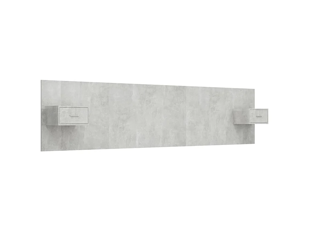 Testiera Letto con Comodini in Legno Multistrato Grigio Cemento