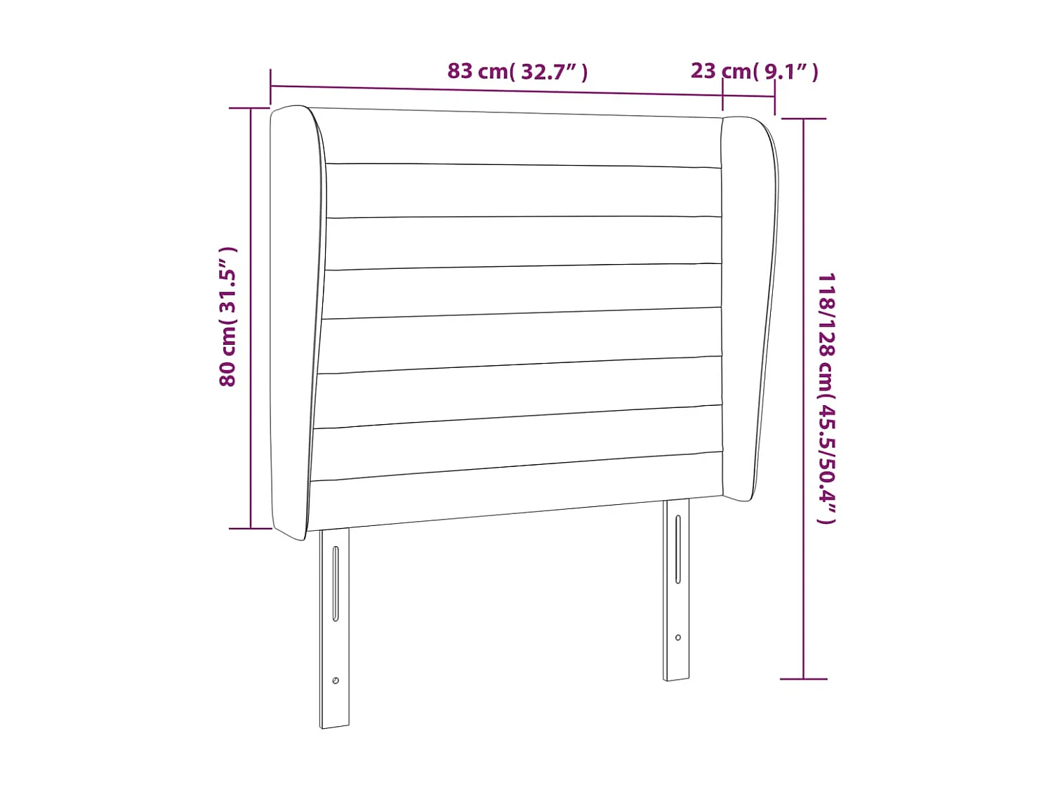 Tête de lit avec oreilles Gris foncé 83x23x118/128 cm Tissu