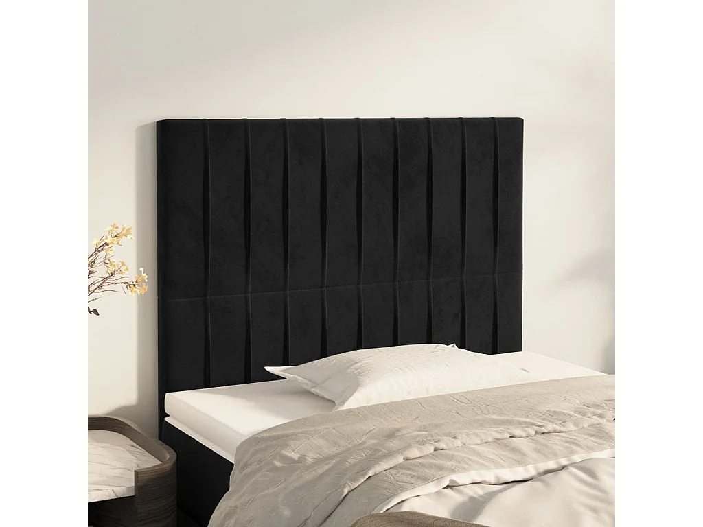 Cabecero Terciopelo Negro 90x5x118/128 cm