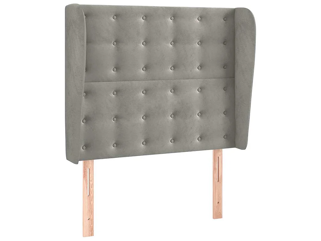 Tête de lit avec oreilles Gris clair 93x23x118/128 cm Velours