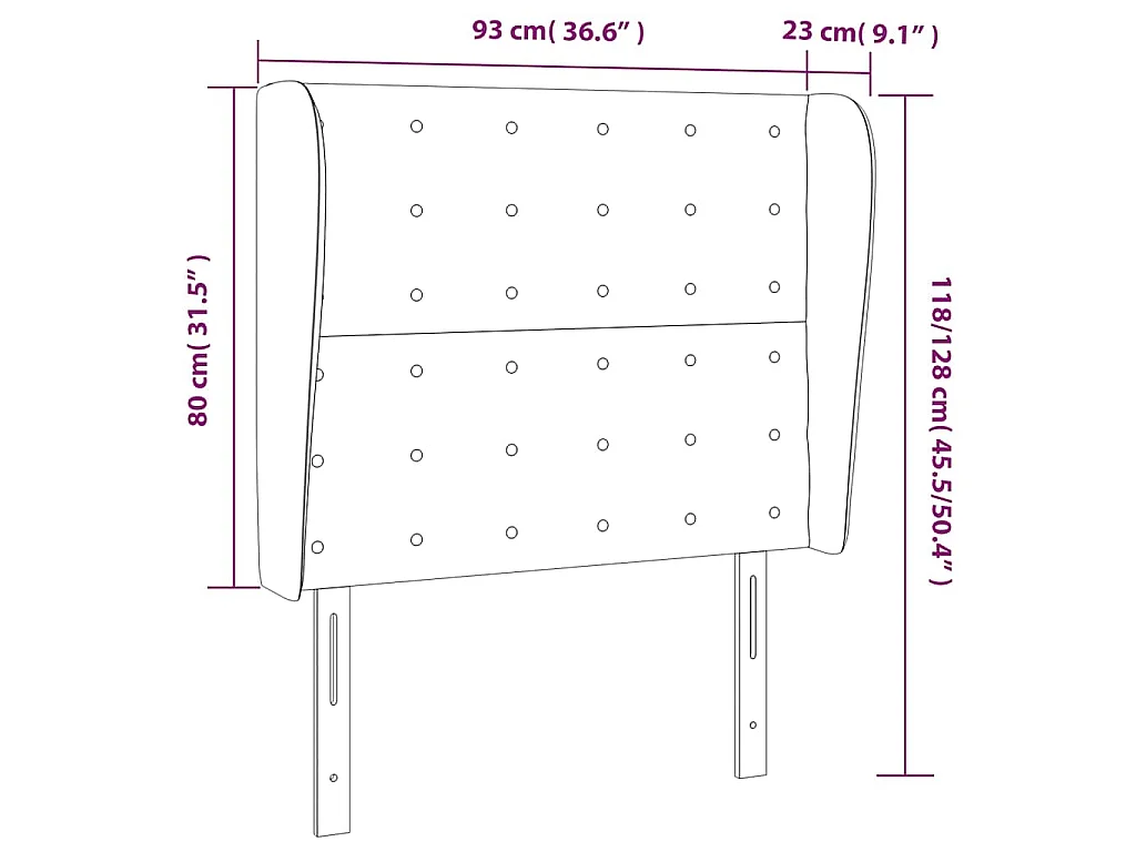 Tête de lit avec oreilles Gris clair 93x23x118/128 cm Velours