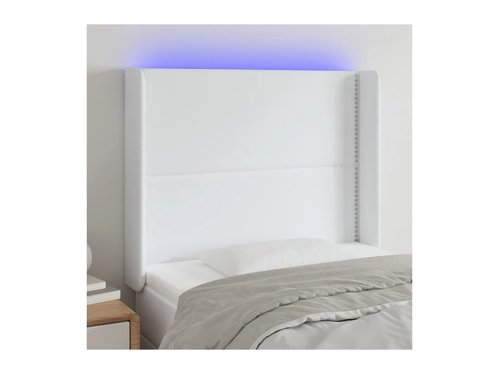 Tête de lit à LED Blanc 83x16x118/128 cm Similicuir