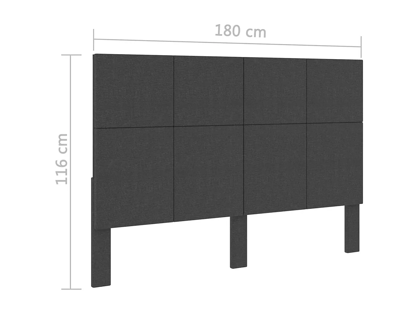 Cabeceira de cama 180x200 cm tecido cinzento-escuro