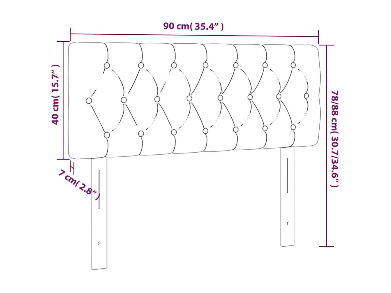 Tête de lit Crème 90x7x78/88 cm Tissu