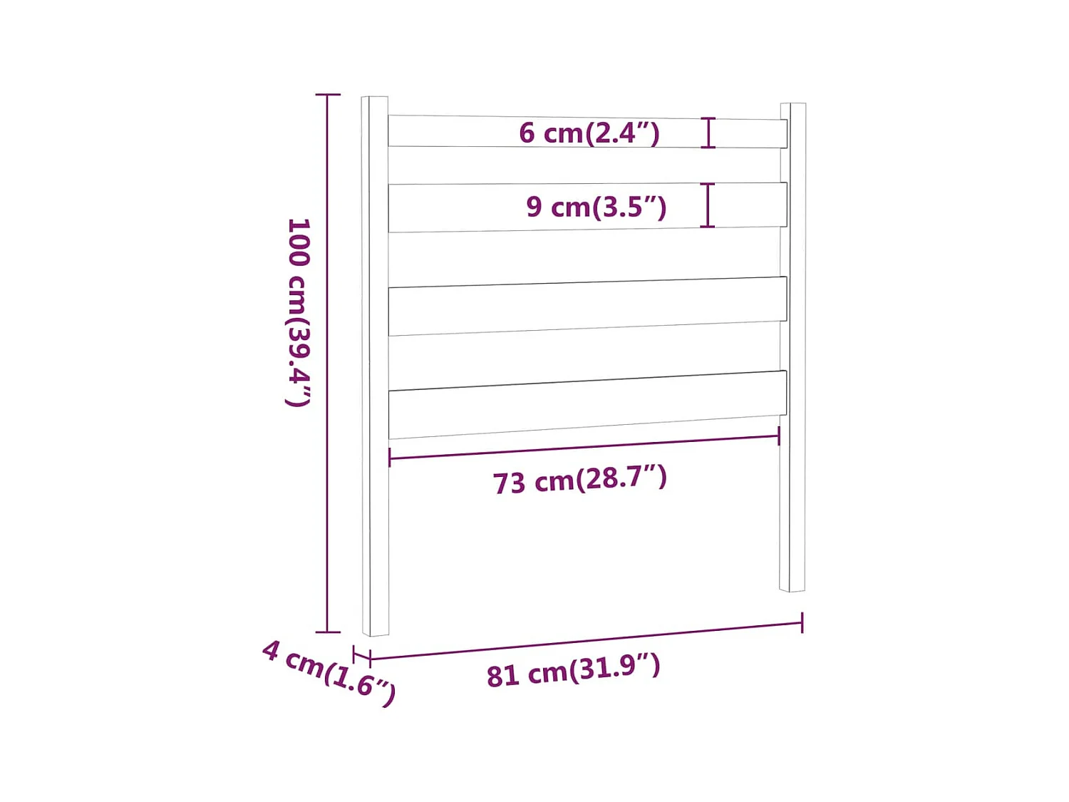 Testiera per Letto ambra 81x4x100 cm in Legno Massello di Pino