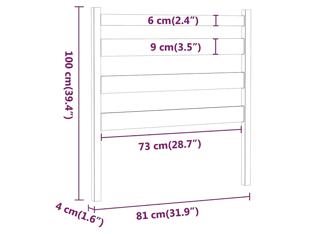 Tête de lit Marron miel 81x4x100 cm Bois massif de pin