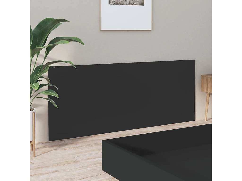 Tête de lit Noir 200x1,5x80 cm Bois d'ingénierie