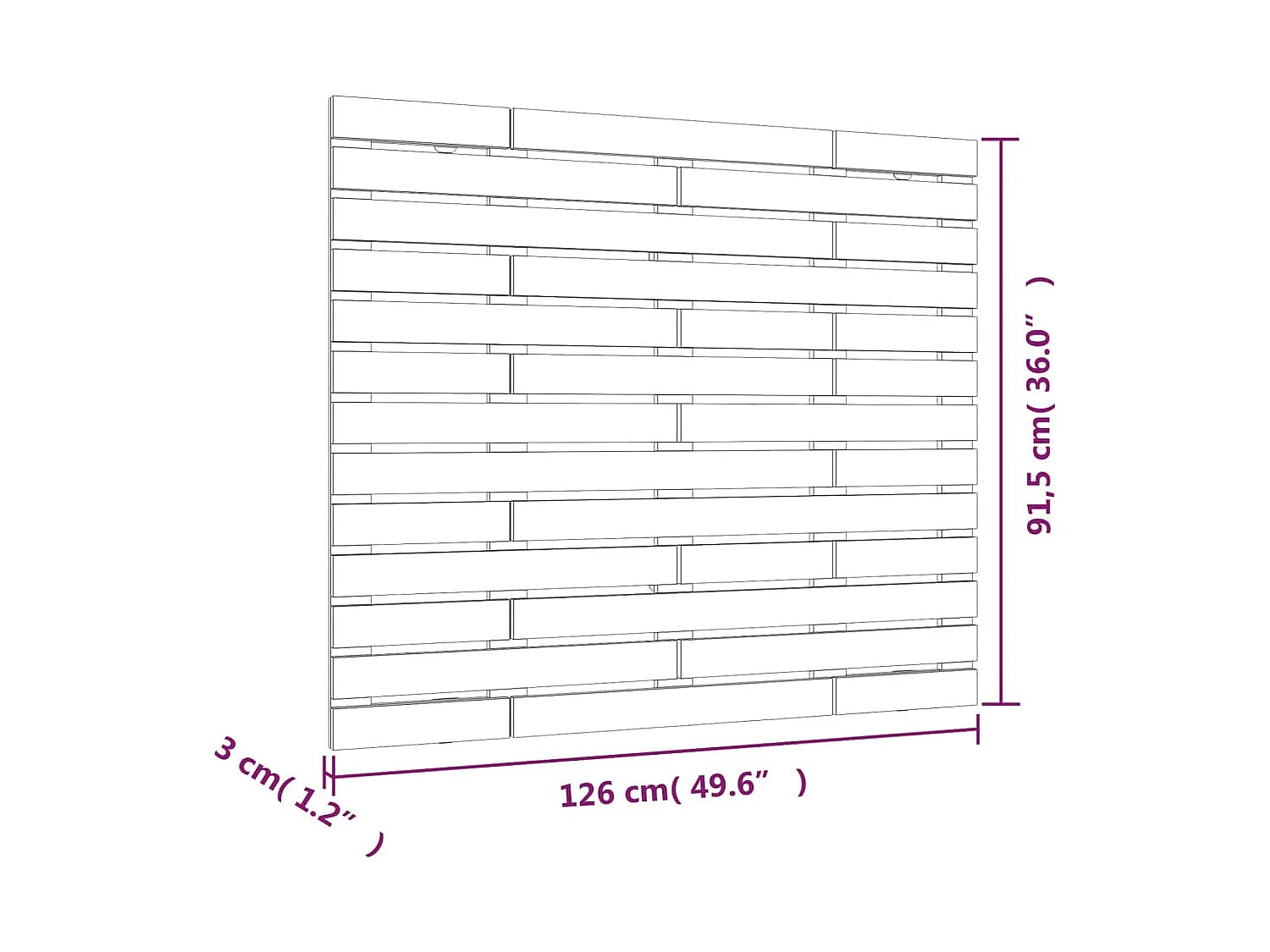 Tête de lit murale Noir 126x3x91,5 cm Bois massif de pin
