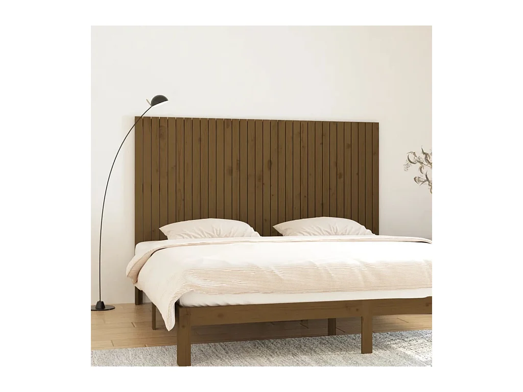 Tête de lit murale Marron miel 204x3x110 cm Bois massif de pin