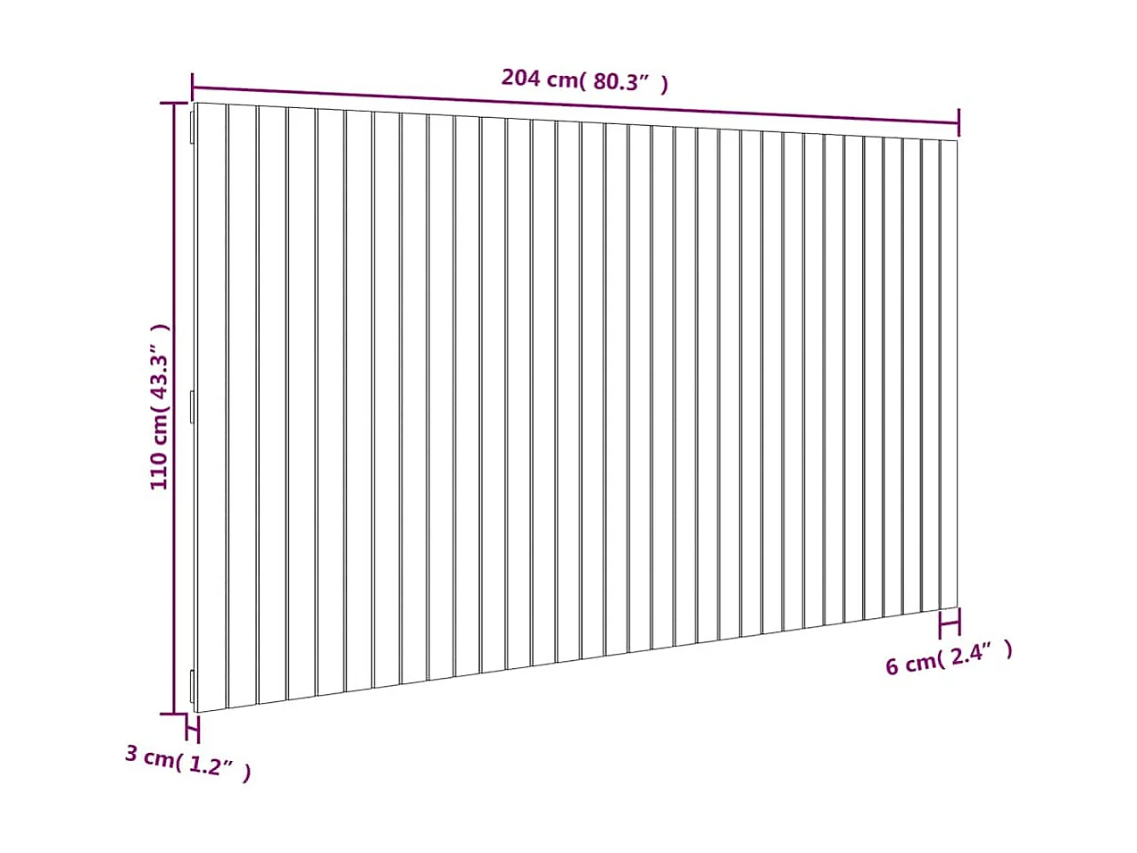 Tête de lit murale Marron miel 204x3x110 cm Bois massif de pin