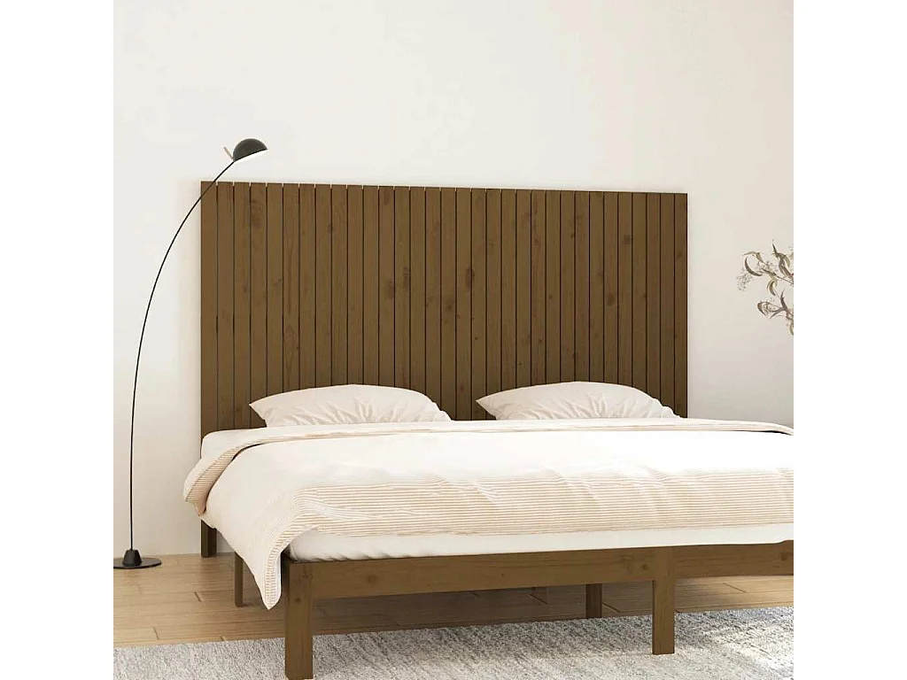 Wand-Kopfteil Honigbraun 204x3x110 cm Massivholz Kiefer