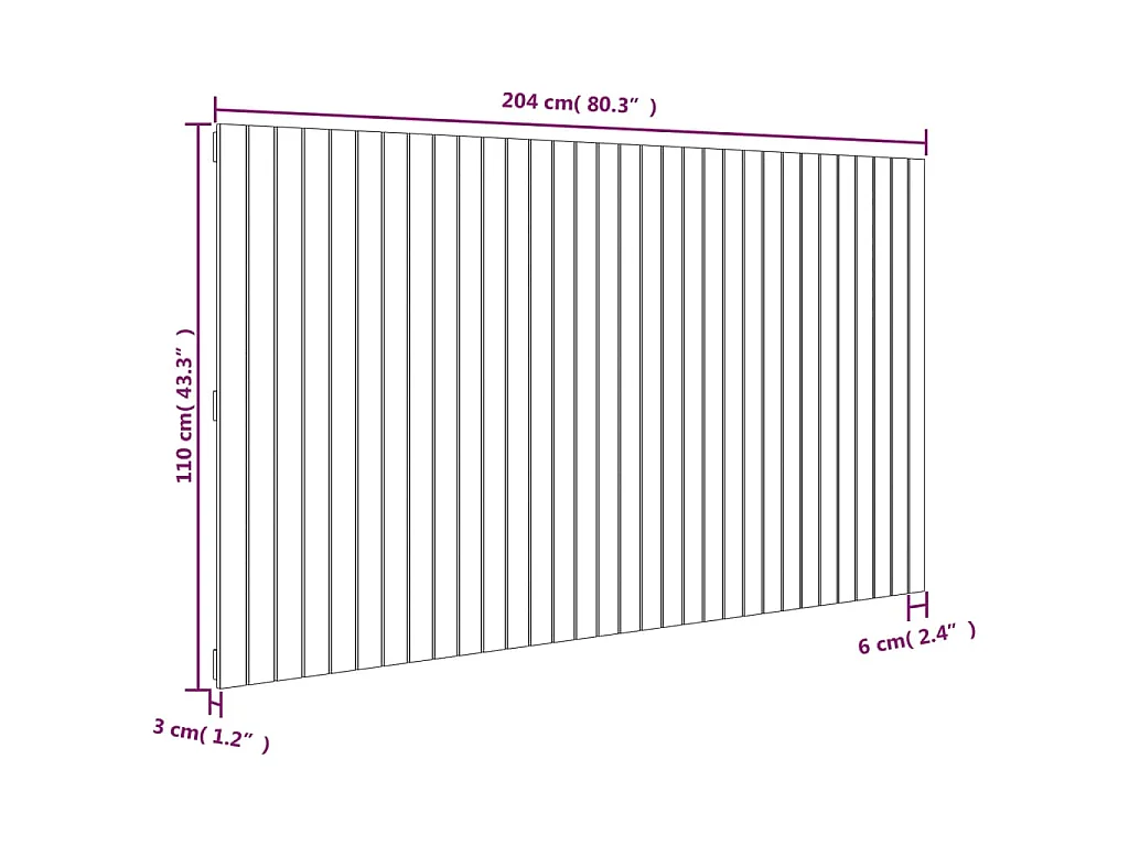 Wand-Kopfteil Honigbraun 204x3x110 cm Massivholz Kiefer