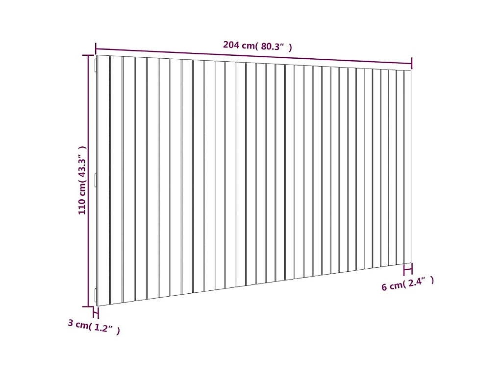Wand-Kopfteil Honigbraun 204x3x110 cm Massivholz Kiefer