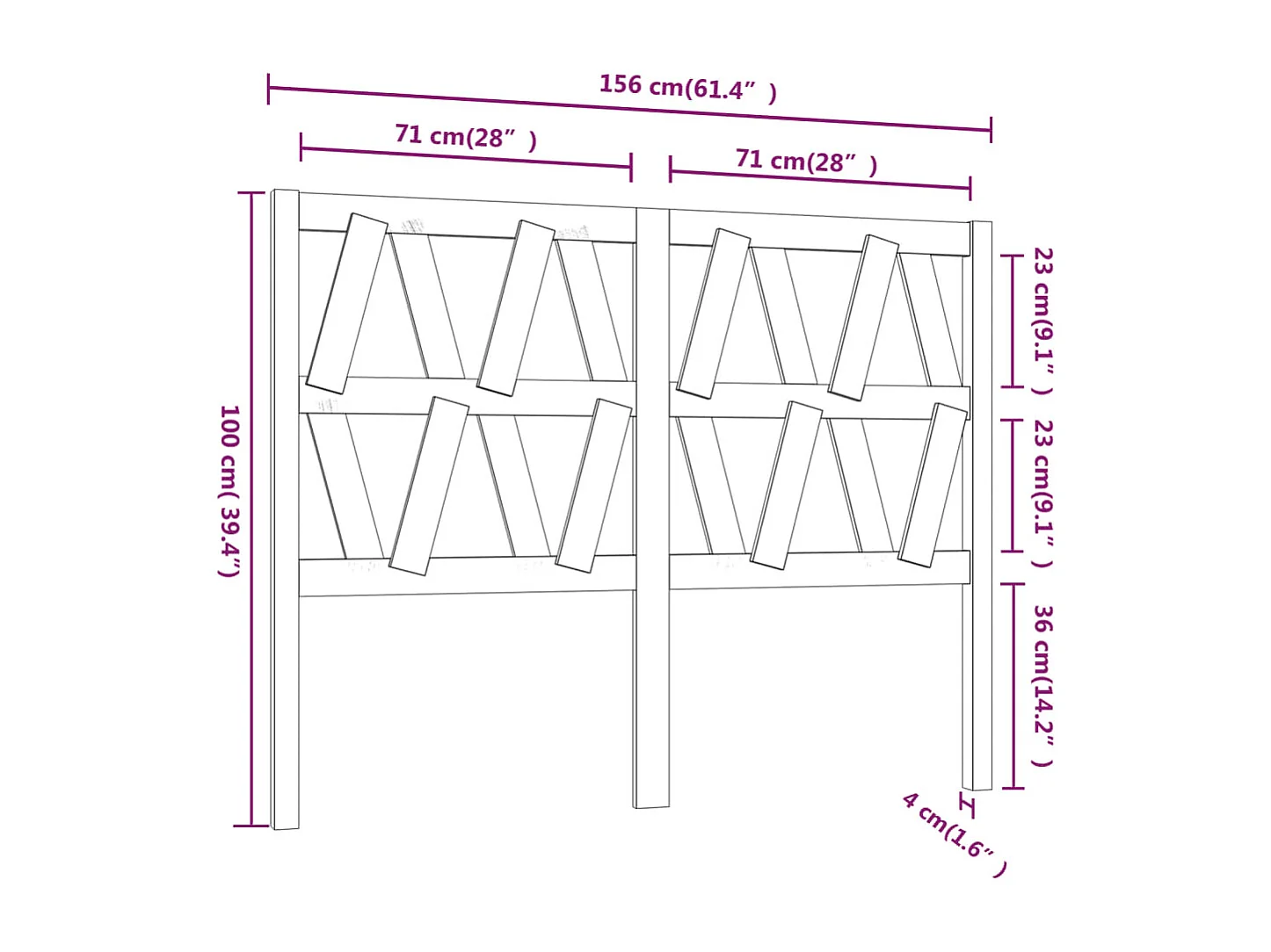 Cabeceira de cama 156x4x100 cm pinho maciço branco