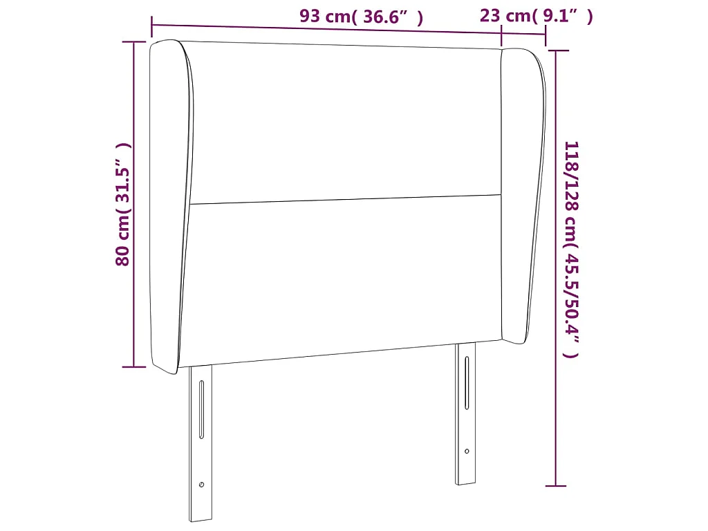 Tête de lit avec oreilles Gris clair 93x23x118/128 cm Tissu