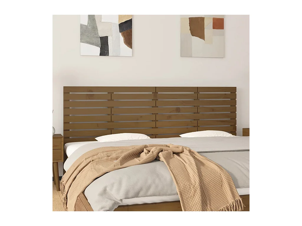 Tête de lit murale Marron miel 206x3x63 cm Bois massif de pin