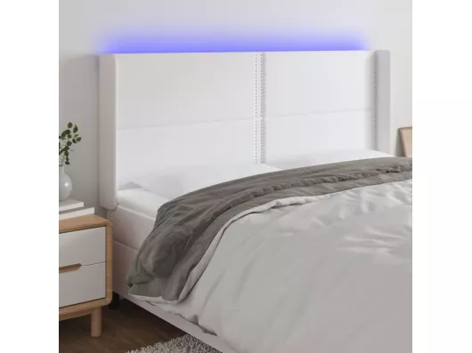 Kauf Unique LED Kopfteil Weiß 203x16x118/128 cm Kunstleder