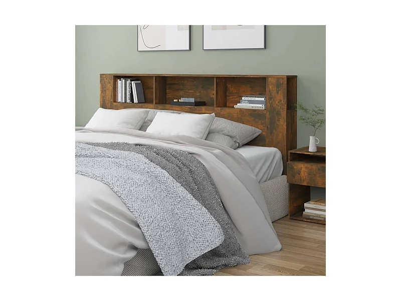 Kopfteil mit Ablagen Räuchereiche 200x18,5x104,5 cm