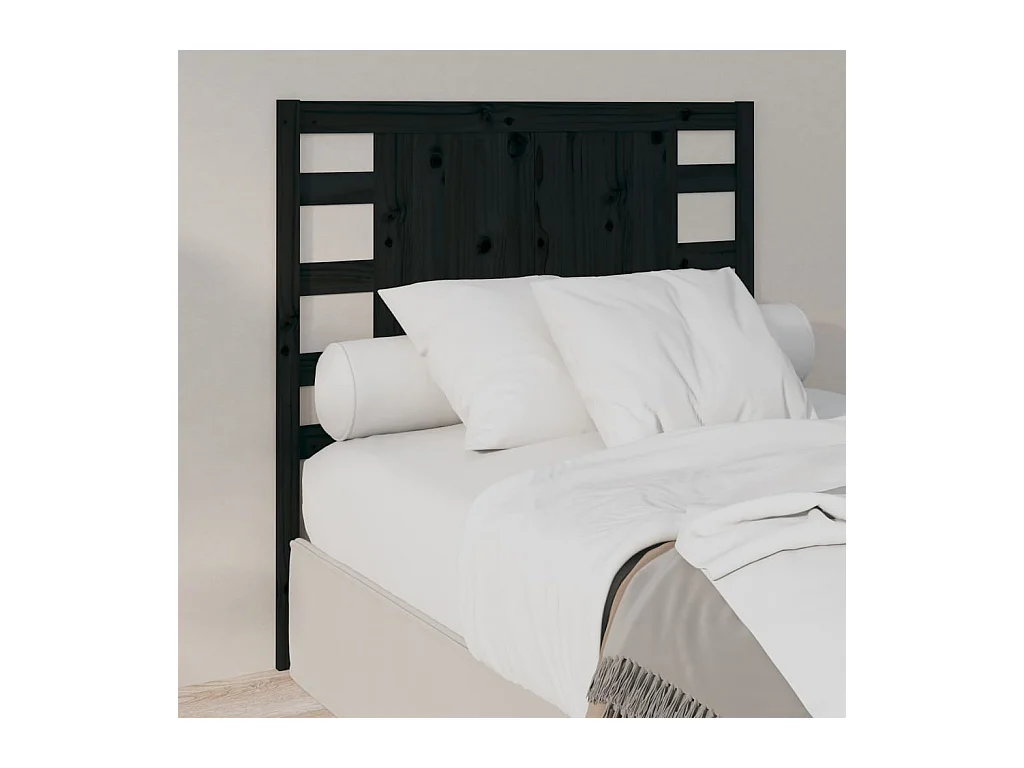 Tête de lit Noir 81x4x100 cm Bois massif de pin
