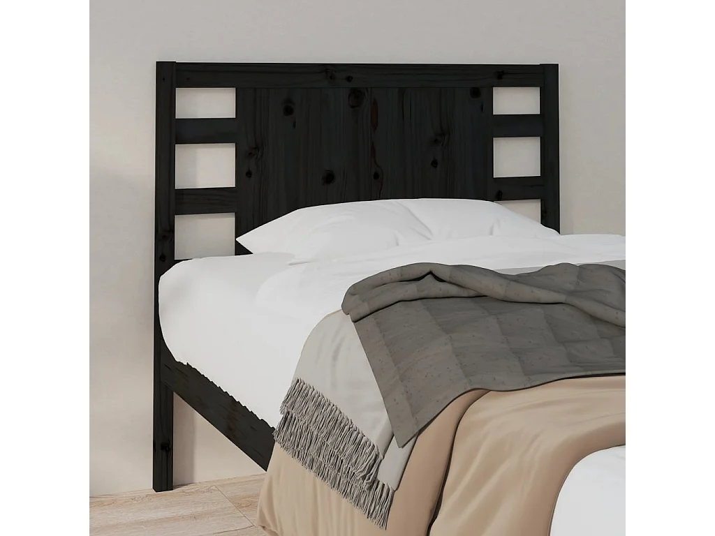 Testiera per Letto Nera 81x4x100 cm in Legno Massello di Pino