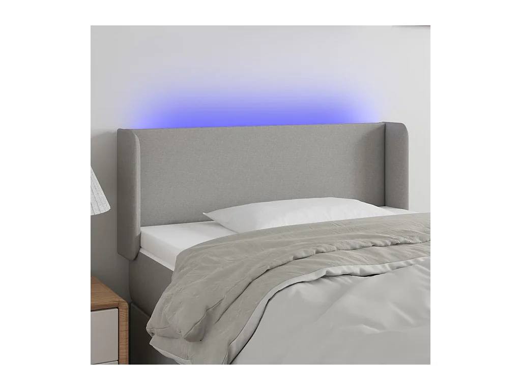 Testiera Grigio Chiaro a LED 103x16x78/88 cm in Tessuto