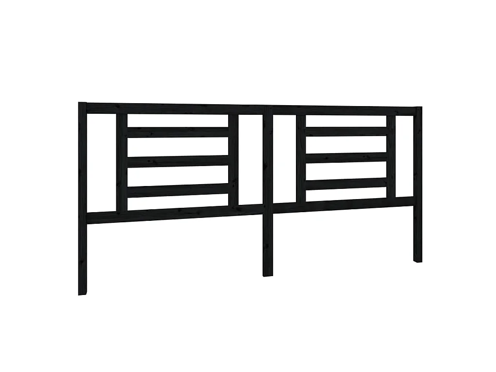 Tête de lit Noir 206x4x100 cm Bois de pin massif