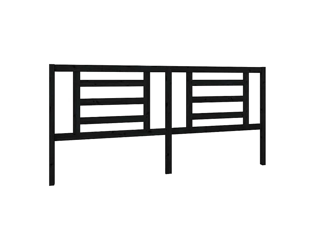 Tête de lit Noir 206x4x100 cm Bois de pin massif