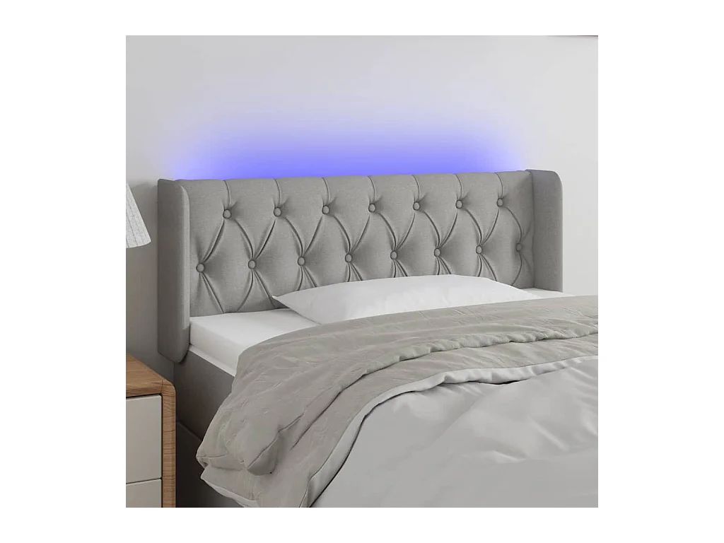 Hoofdbord LED 93x16x78/88 cm stof lichtgrijs