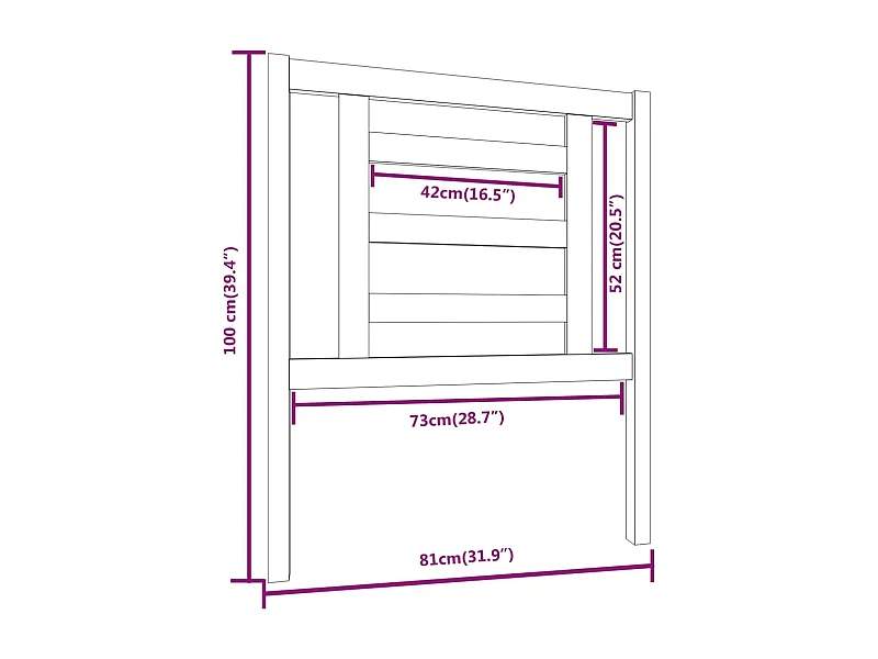Hoofdbord 81x4x100 cm massief grenenhout grijs