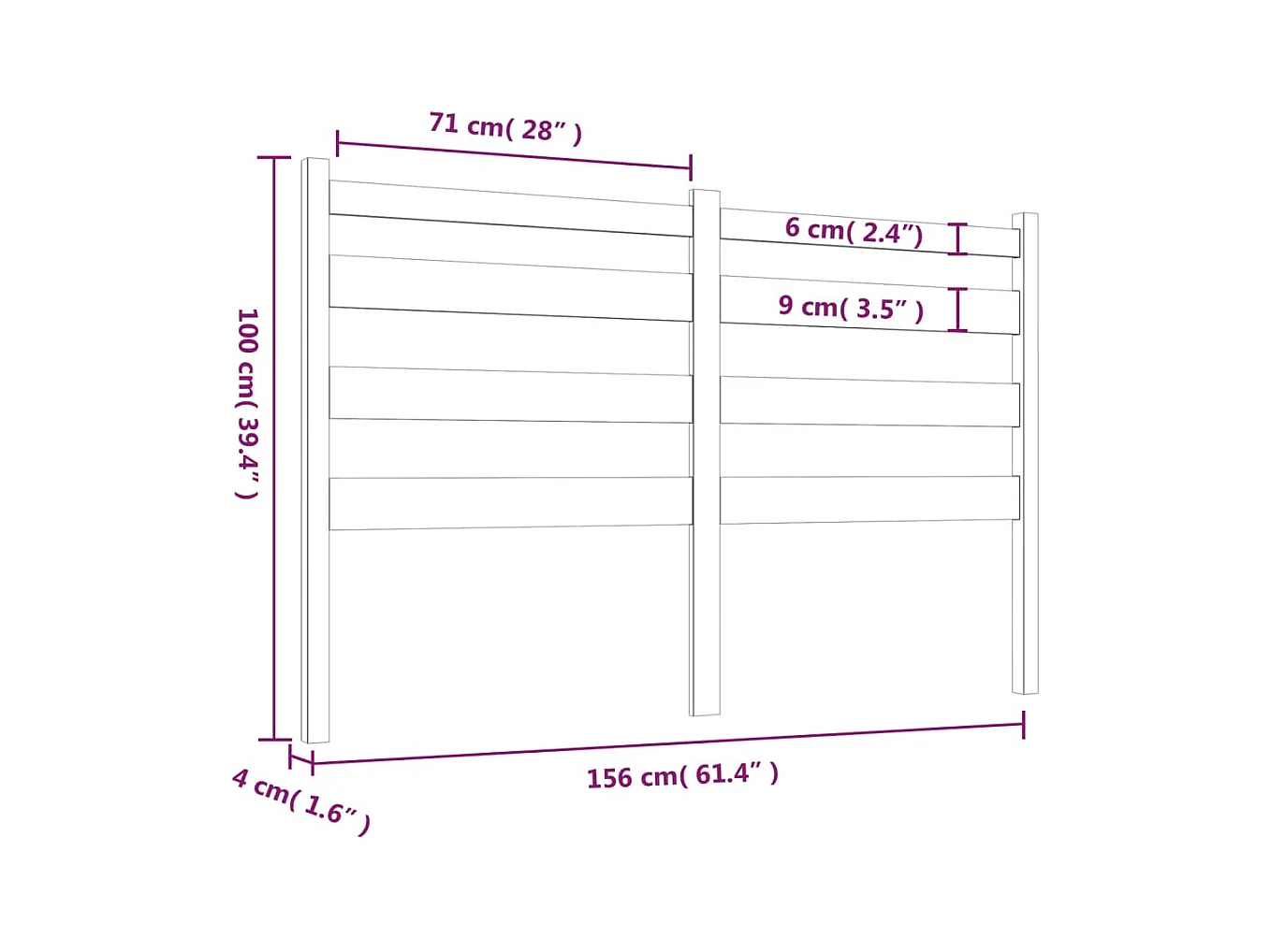 Tête de lit Gris 156x4x100 cm Bois massif de pin