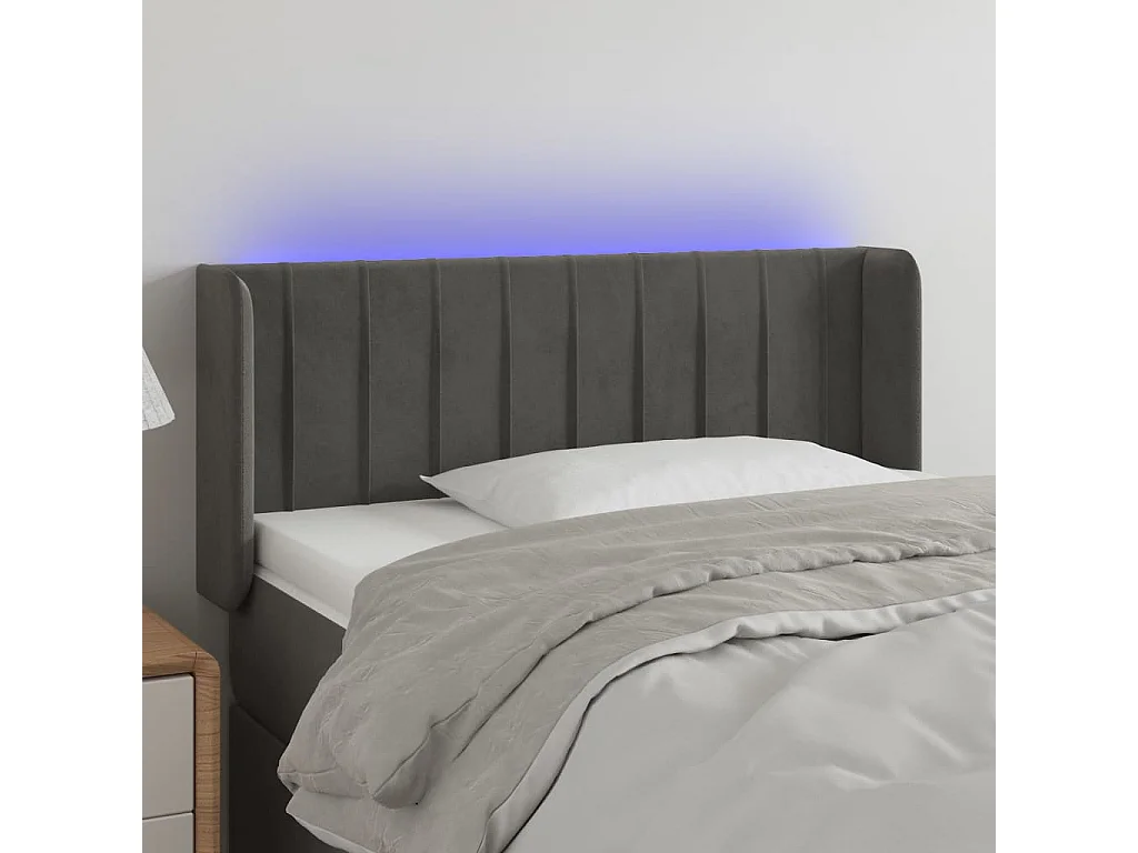 Hoofdbord LED 93x16x78/88 cm fluweel donkergrijs