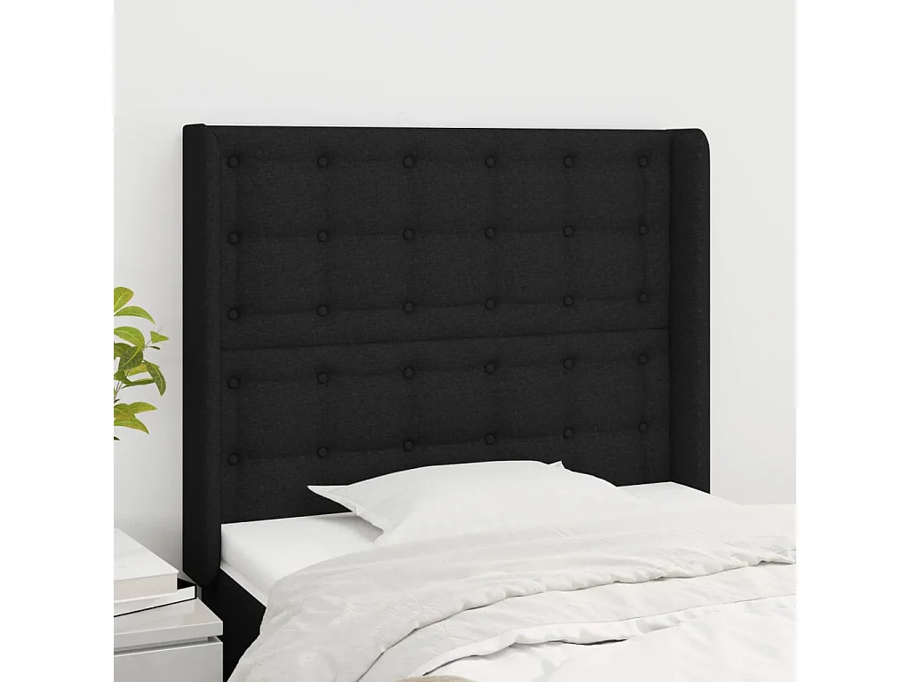 Kopfteil mit Ohren Schwarz 103x16x118/128 cm Stoff