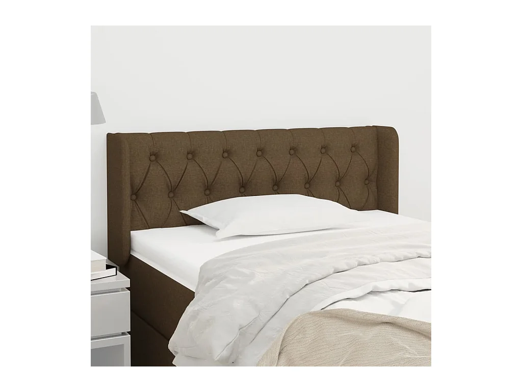 Tête de lit avec oreilles Marron Foncé 93x16x78/88 cm Tissu