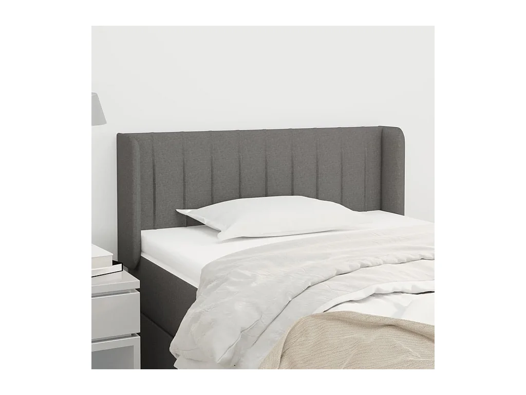 Tête de lit avec oreilles Gris foncé 93x16x78/88 cm Tissu