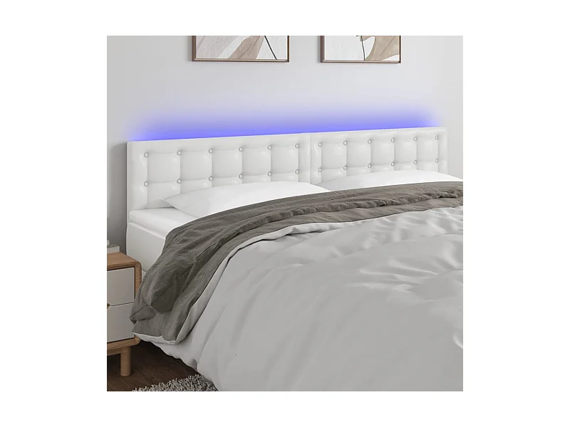 LED Kopfteil Weiß 160x5x78/88 cm Kunstleder