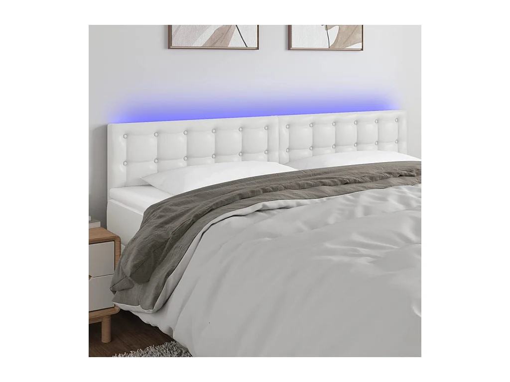 Tête de lit à LED Blanc 160x5x78/88 cm Similicuir