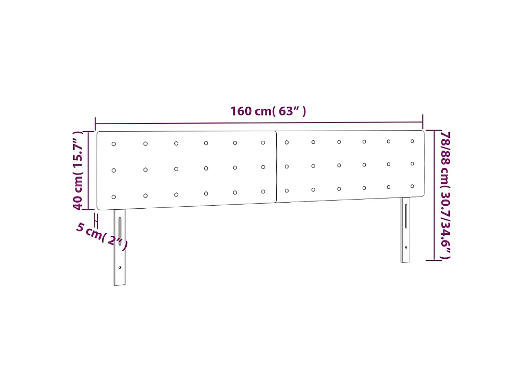 Hoofdbord LED 160x5x78/88 cm kunstleer wit